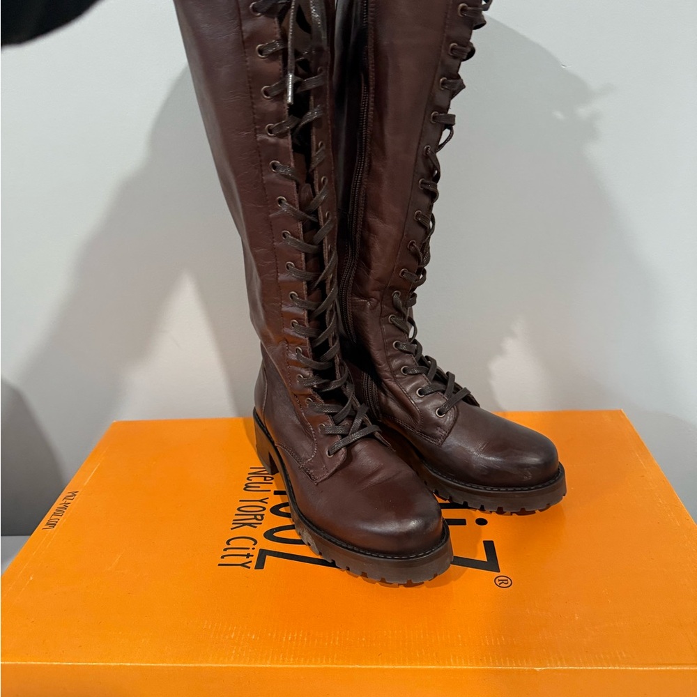Miz Mooz Dark Brown Lace Up Boots